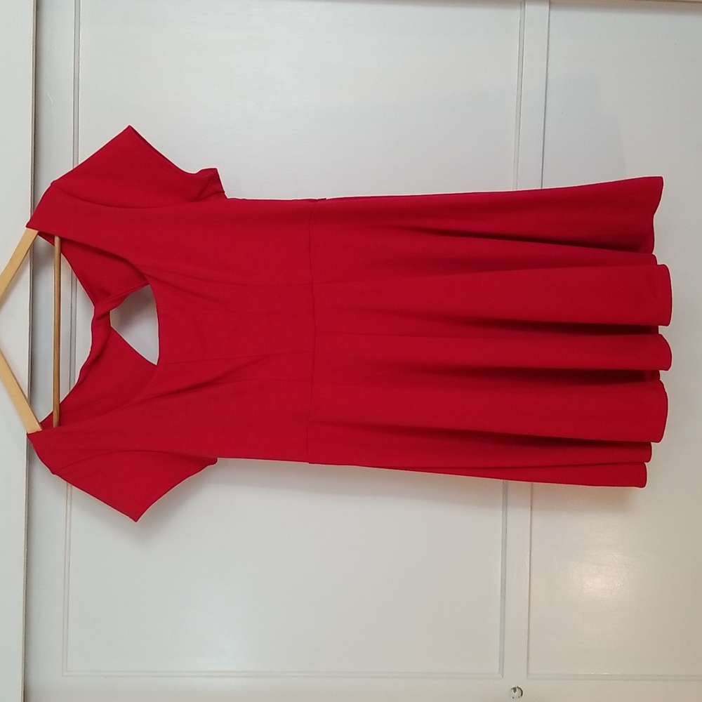 Bright Red Skater Dress with Back Detail